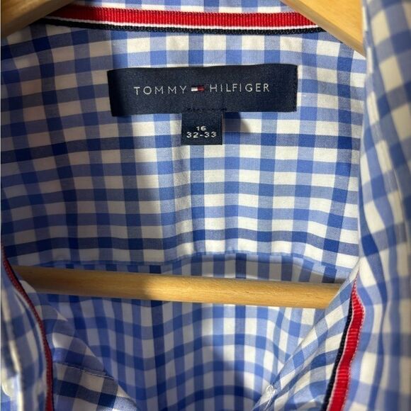 TOMMY HILFIGER button down shirt slim fit non iron 16 32-33 - Picture 4 of 5